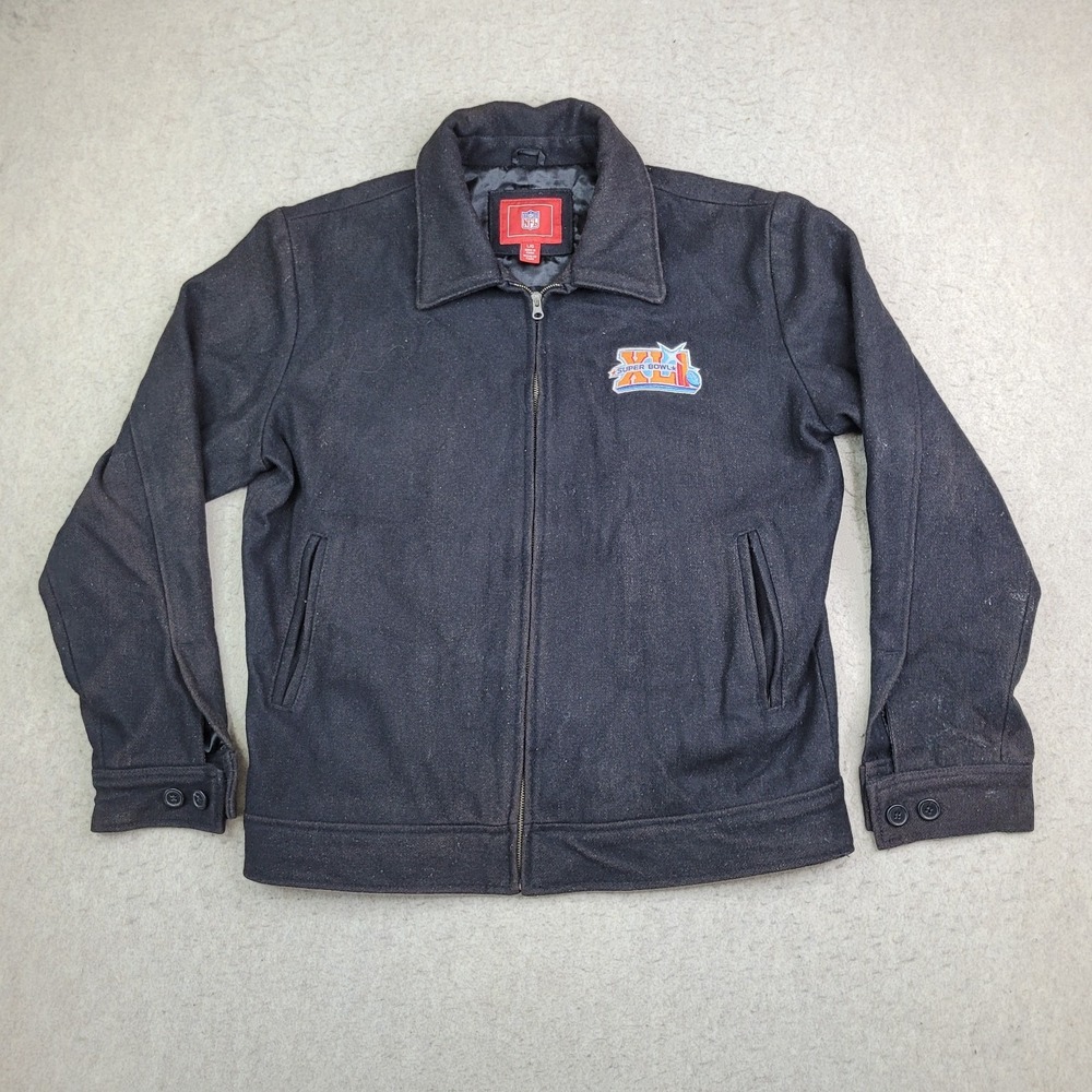 Super Bowl XLI Bomber Jacket Mens Large Black NFL Football Wool Zip Coat GIII